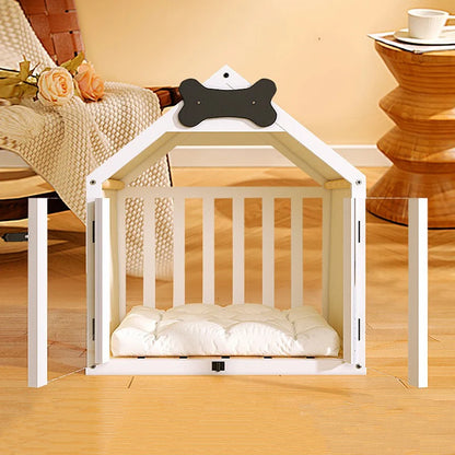Solid Wood Dog House Large Space Double Doors Indoor Breathable Small Dog Washable Cat's Nest Dog House Waterproof Pet Bed