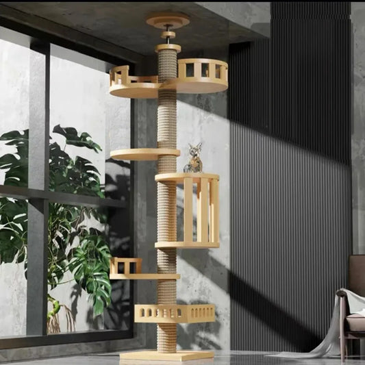 Cat Tree House – Wooden Multi-Level Tower