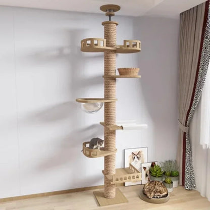 Cat Tree House – Wooden Multi-Level Tower