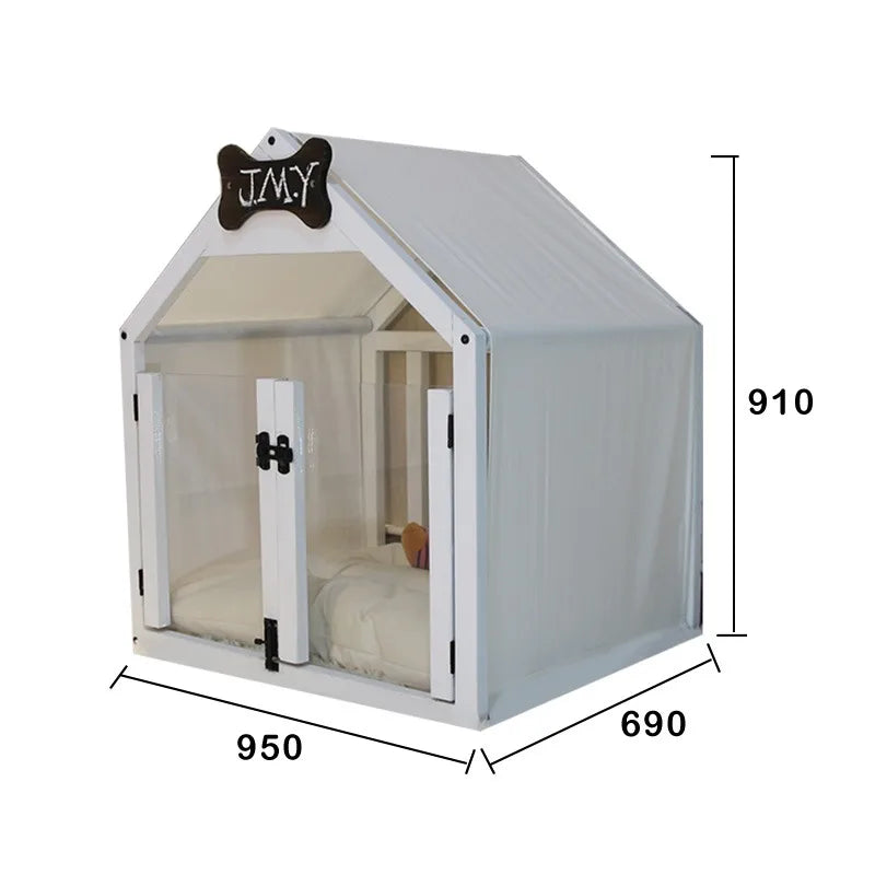 Solid Wood Dog House Large Space Double Doors Indoor Breathable Small Dog Washable Cat's Nest Dog House Waterproof Pet Bed