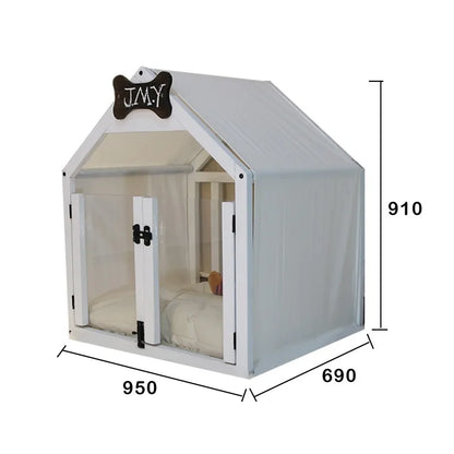 Solid Wood Dog House Large Space Double Doors Indoor Breathable Small Dog Washable Cat's Nest Dog House Waterproof Pet Bed