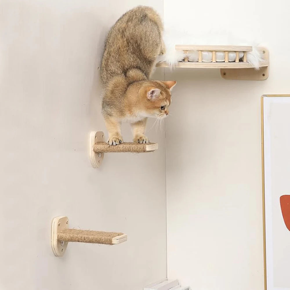 Wall-Mounted Cat Tree with Hammock