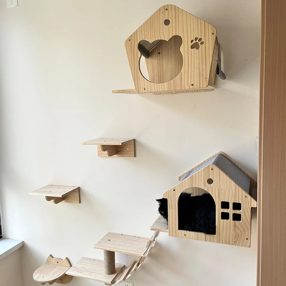Wall-Mounted Cat Tree with Hammock