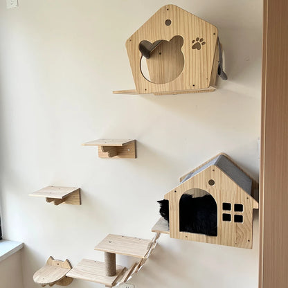 Wall-Mounted Cat Tree with Hammock