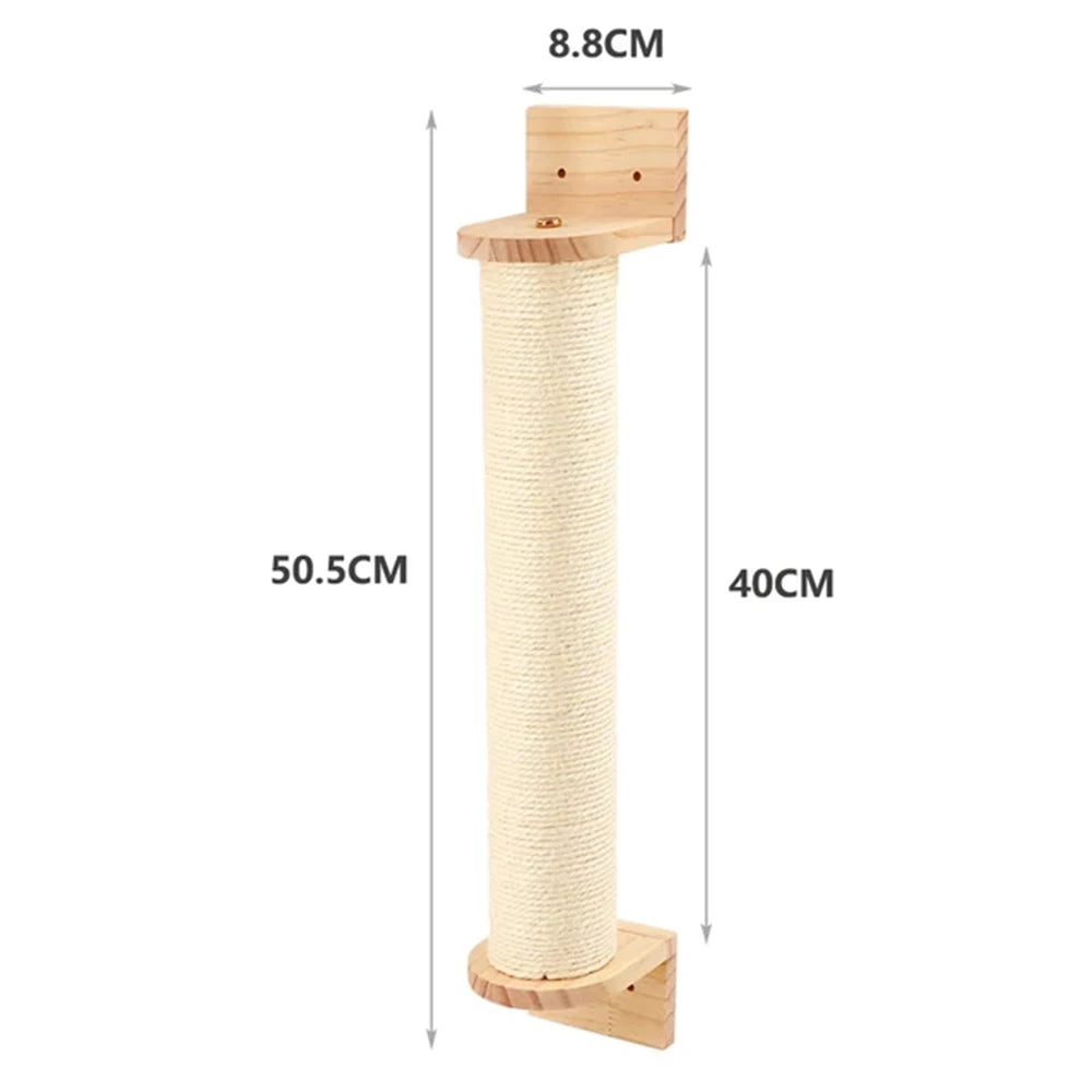 Wall Mounted Cat Tree with Sisal Scratching Post, Climbing Ladder, Jumping Platform and Hammock, creating a fun place for cats!