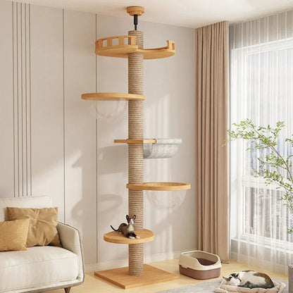 Cat Tree House – Wooden Multi-Level Tower