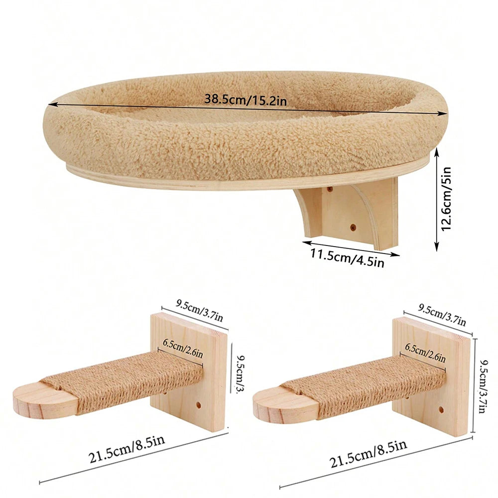 Wall-Mounted Cat Tree with Hammock