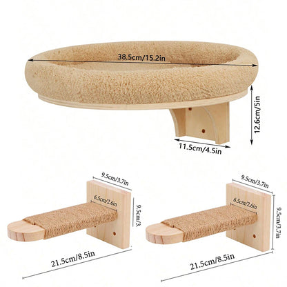 Wall-Mounted Cat Tree with Hammock