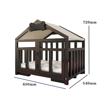 Solid Wood Dog House Large Space Double Doors Indoor Breathable Small Dog Washable Cat's Nest Dog House Waterproof Pet Bed