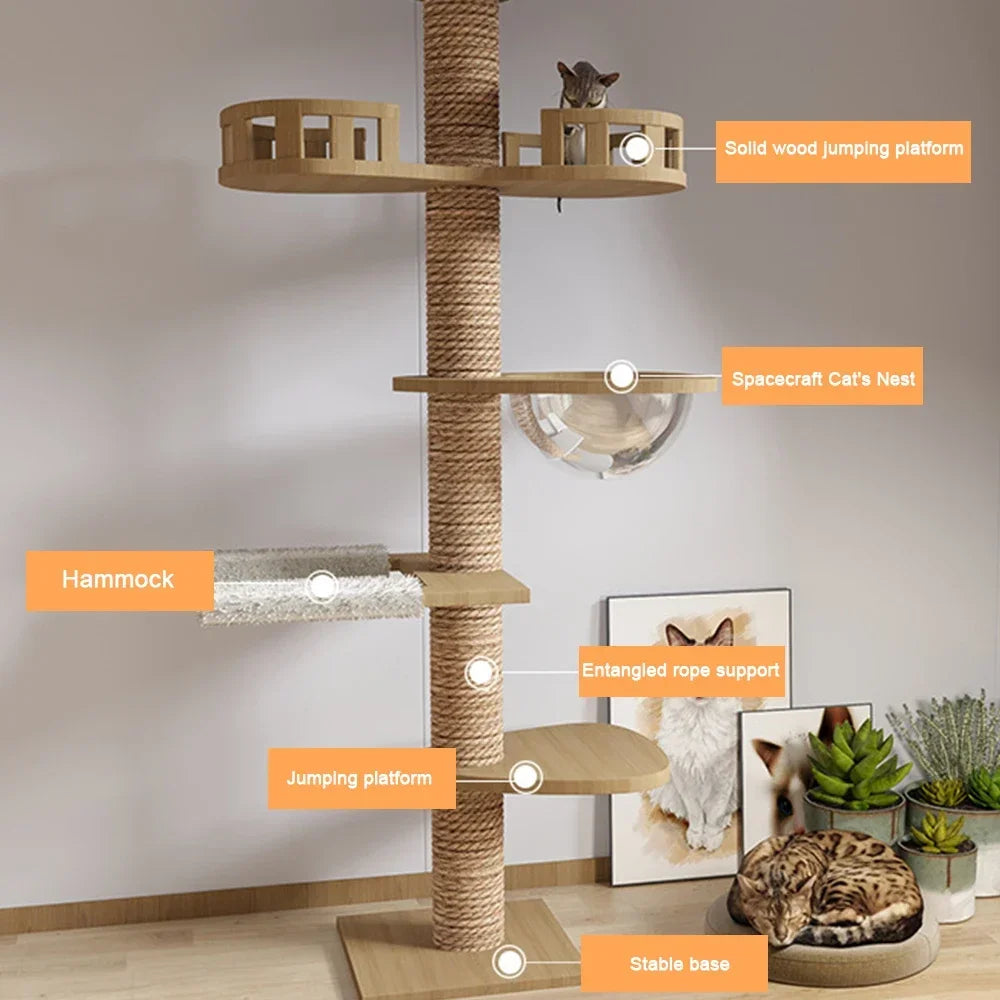 Cat Tree House – Wooden Multi-Level Tower