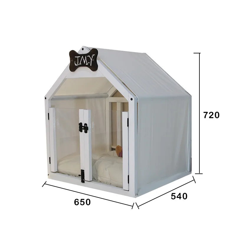 Solid Wood Dog House Large Space Double Doors Indoor Breathable Small Dog Washable Cat's Nest Dog House Waterproof Pet Bed