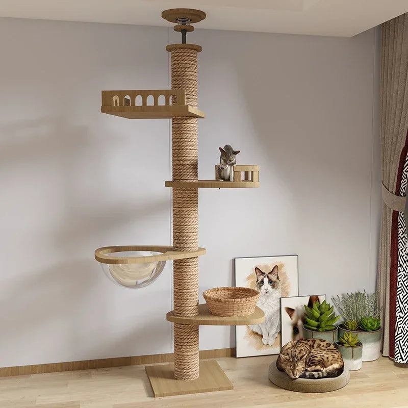Cat Tree House – Wooden Multi-Level Tower