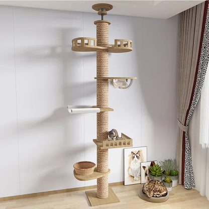 Cat Tree House – Wooden Multi-Level Tower