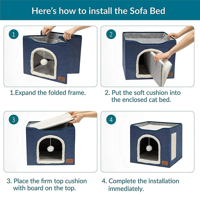 Winter Cat Bed – Warm House for Cats & Kittens