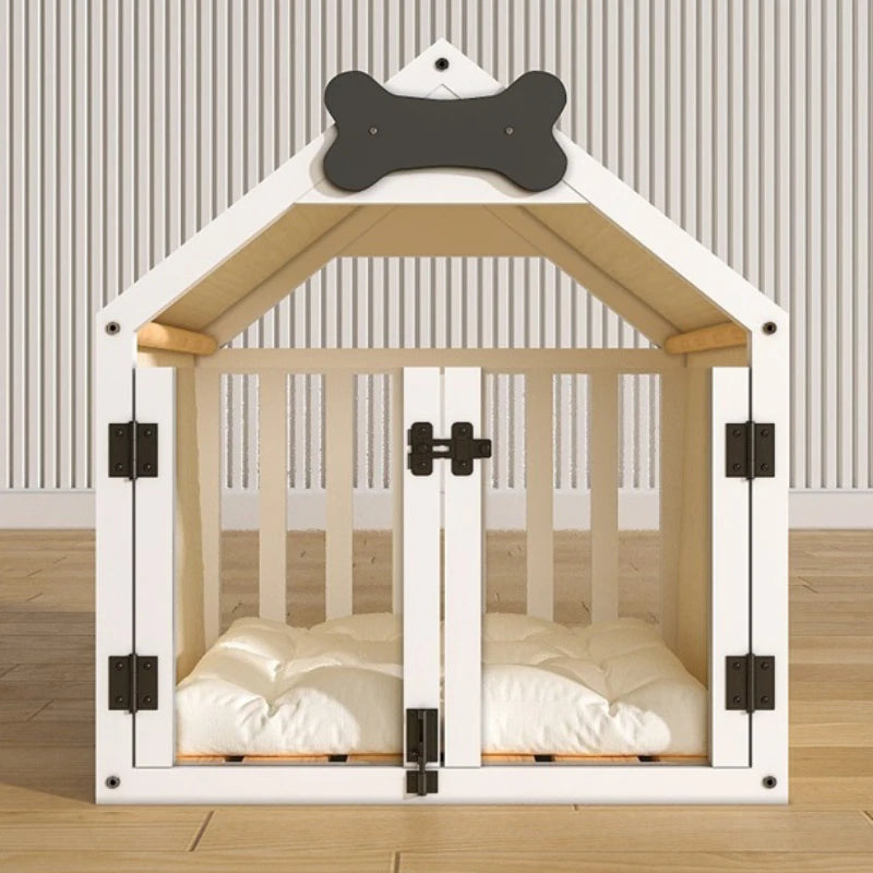 Solid Wood Dog House Large Space Double Doors Indoor Breathable Small Dog Washable Cat's Nest Dog House Waterproof Pet Bed
