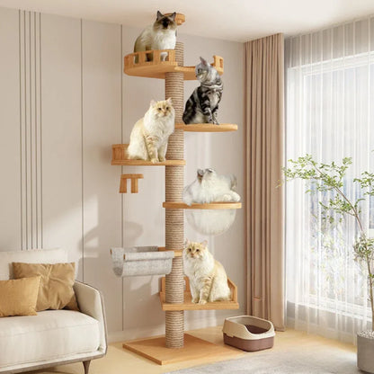 Cat Tree House – Wooden Multi-Level Tower
