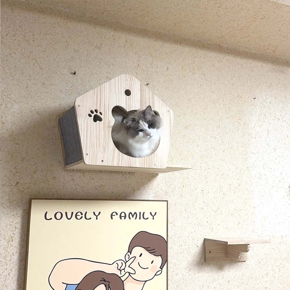 Wall-Mounted Cat Tree with Hammock