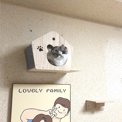 Wall-Mounted Cat Tree with Hammock